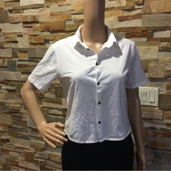 EMPORIO ARMANI Cropped Cotton Shirt - Picture 1 of 8